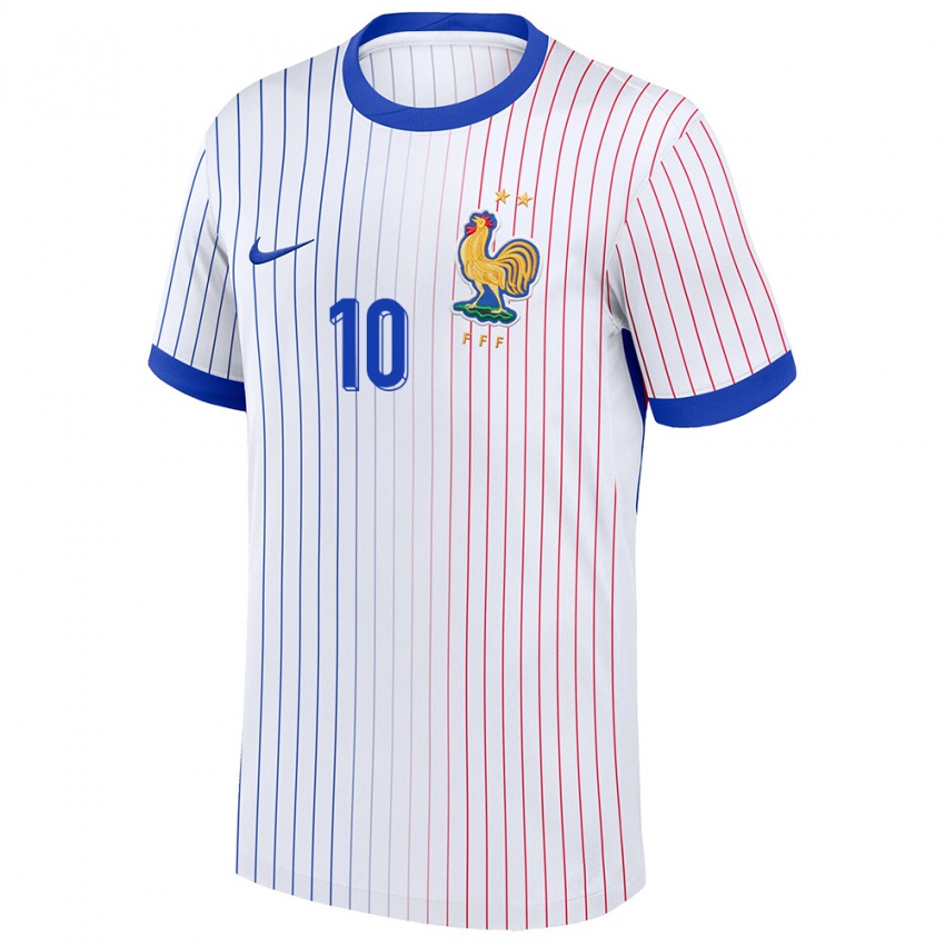 Hombre Camiseta Francia Kylian Mbappe #10 Blanco 2ª Equipación 24-26 La Camisa Perú