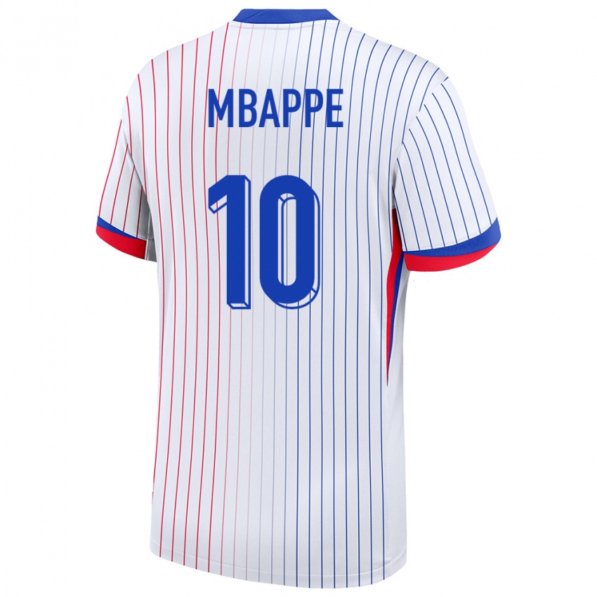 Hombre Camiseta Francia Kylian Mbappe #10 Blanco 2ª Equipación 24-26 La Camisa Perú