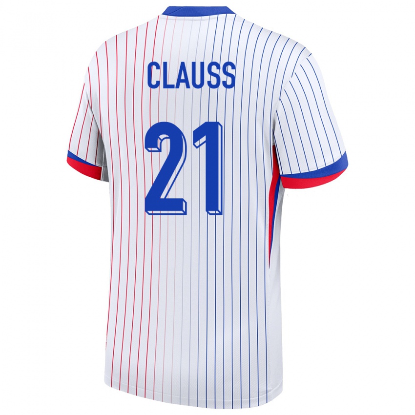 Hombre Camiseta Francia Jonathan Clauss #21 Blanco 2ª Equipación 24-26 La Camisa Perú