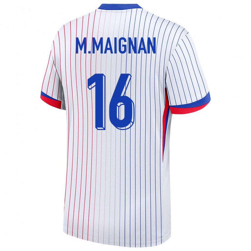 Hombre Camiseta Francia Mike Maignan #16 Blanco 2ª Equipación 24-26 La Camisa Perú