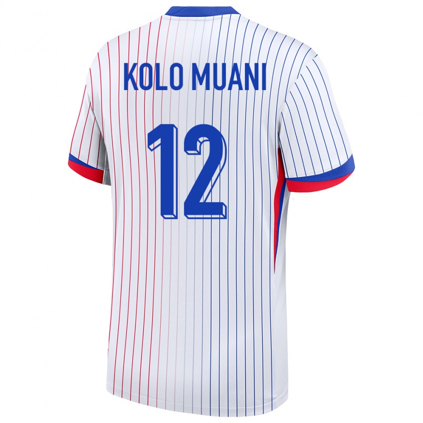 Hombre Camiseta Francia Randal Kolo Muani #12 Blanco 2ª Equipación 24-26 La Camisa Perú