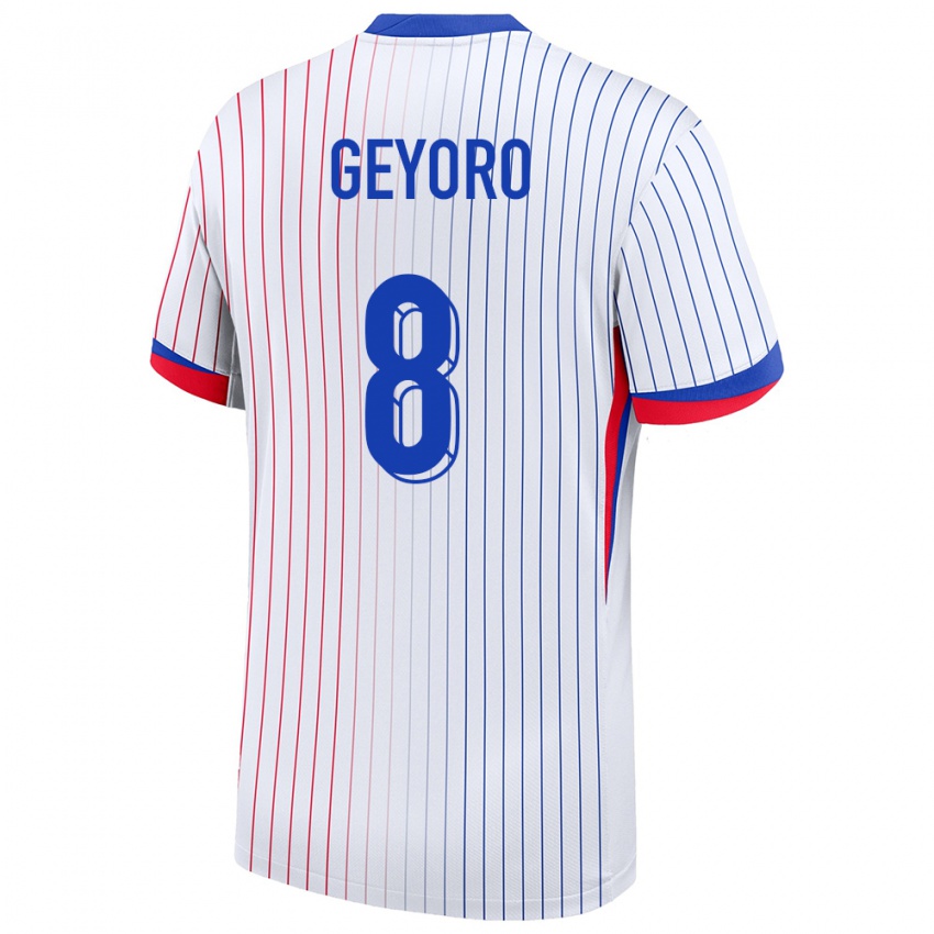 Hombre Camiseta Francia Grace Geyoro #8 Blanco 2ª Equipación 24-26 La Camisa Perú