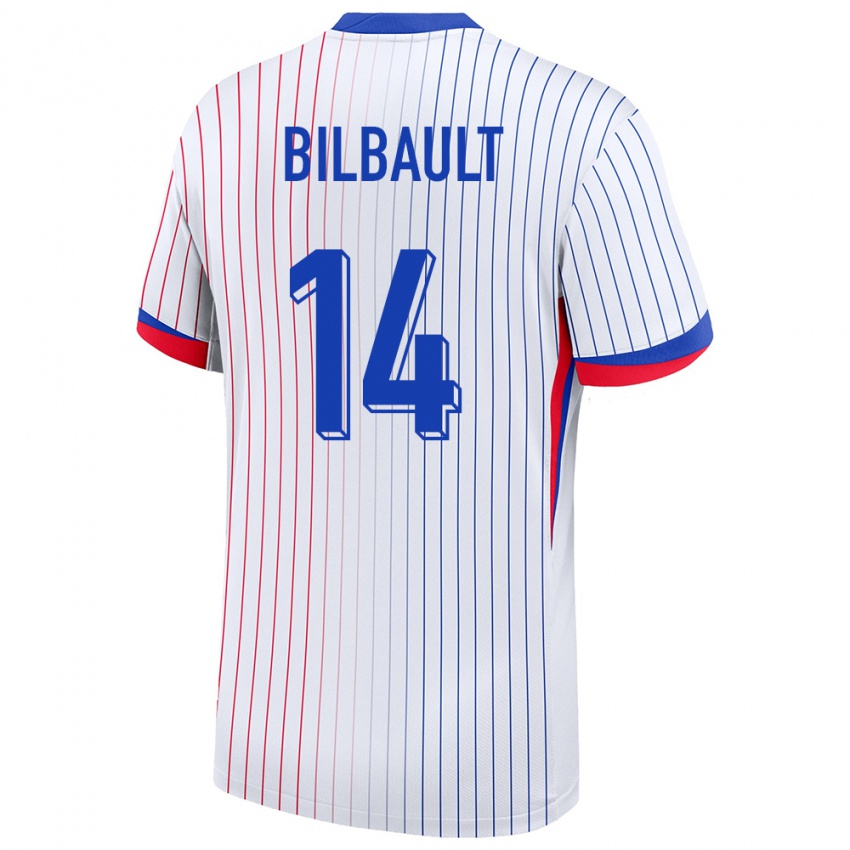 Hombre Camiseta Francia Charlotte Bilbault #14 Blanco 2ª Equipación 24-26 La Camisa Perú