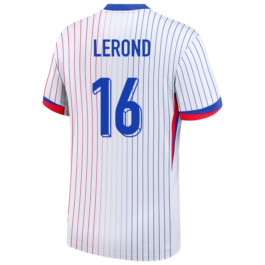 Hombre Camiseta Francia Justine Lerond #16 Blanco 2ª Equipación 24-26 La Camisa Perú