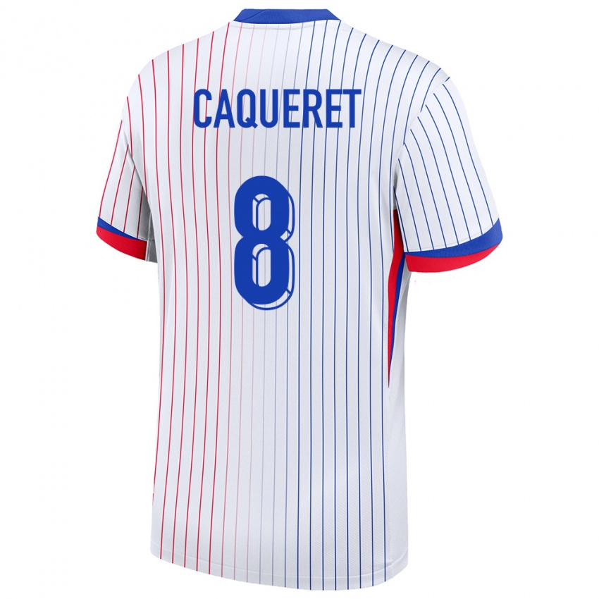 Hombre Camiseta Francia Maxence Caqueret #8 Blanco 2ª Equipación 24-26 La Camisa Perú