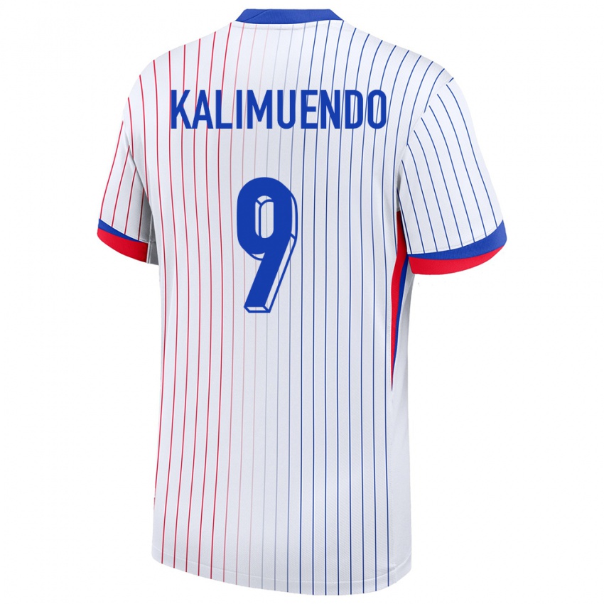 Hombre Camiseta Francia Arnaud Kalimuendo #9 Blanco 2ª Equipación 24-26 La Camisa Perú