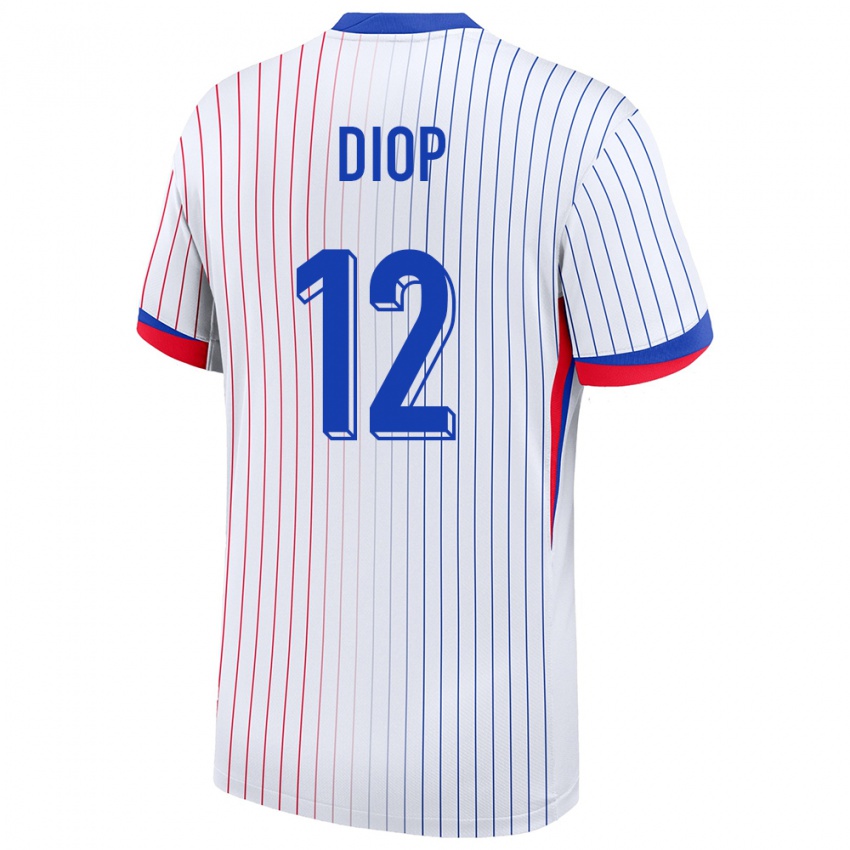 Hombre Camiseta Francia Sofiane Diop #12 Blanco 2ª Equipación 24-26 La Camisa Perú