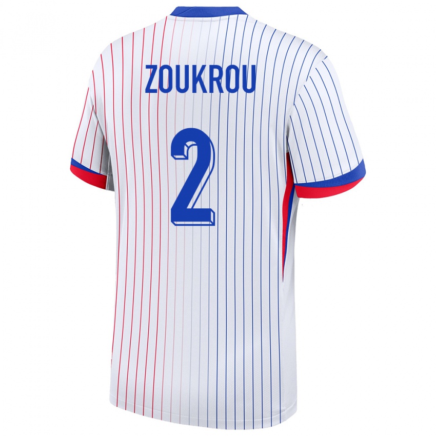 Hombre Camiseta Francia Tanguy Zoukrou #2 Blanco 2ª Equipación 24-26 La Camisa Perú