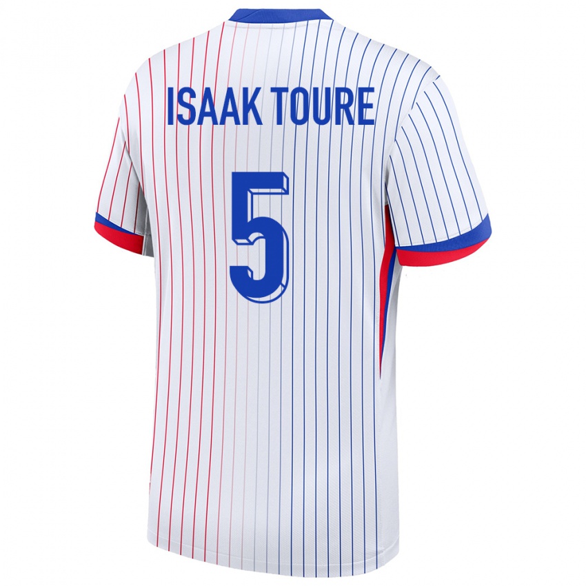 Hombre Camiseta Francia Souleymane Isaak Toure #5 Blanco 2ª Equipación 24-26 La Camisa Perú