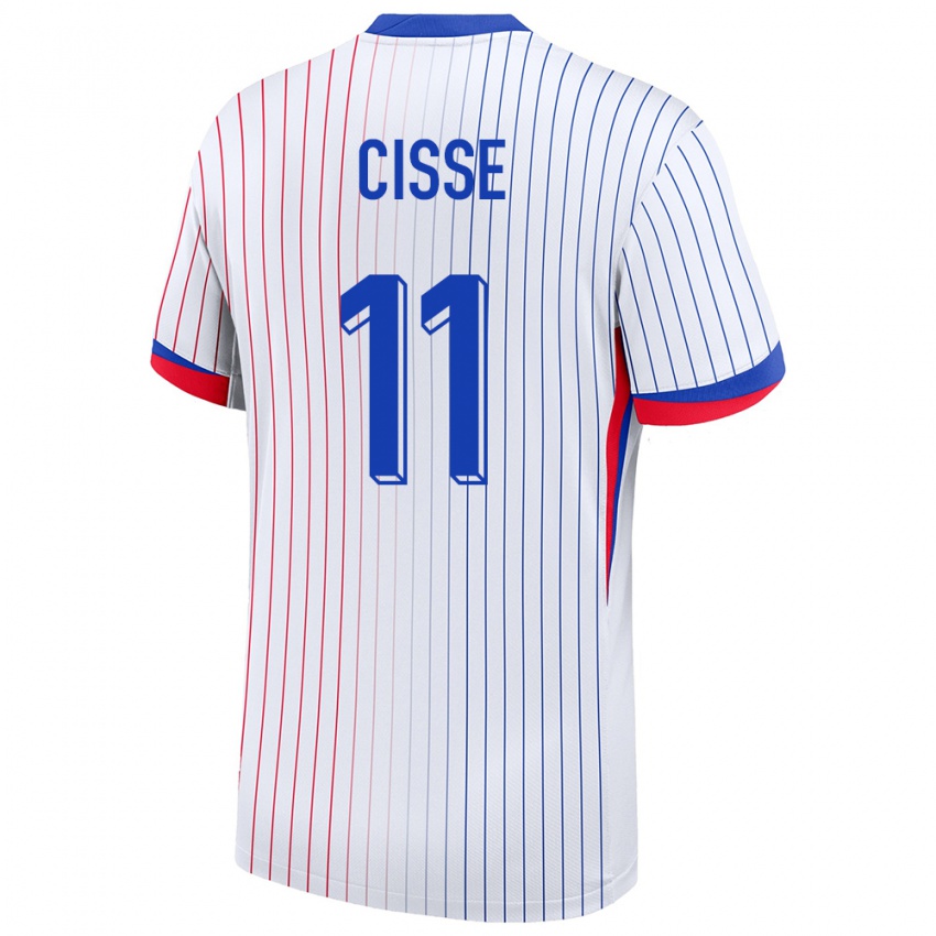 Hombre Camiseta Francia Lamine Cisse #11 Blanco 2ª Equipación 24-26 La Camisa Perú