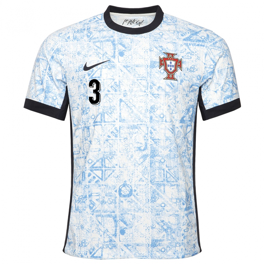 Hombre Camiseta Portugal Diogo Monteiro #3 Crema Azul 2ª Equipación 24-26 La Camisa Perú