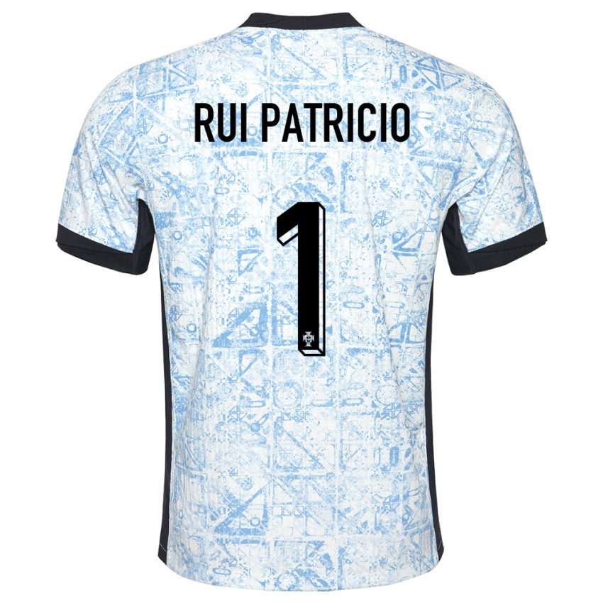 Hombre Camiseta Portugal Rui Patricio #1 Crema Azul 2ª Equipación 24-26 La Camisa Perú