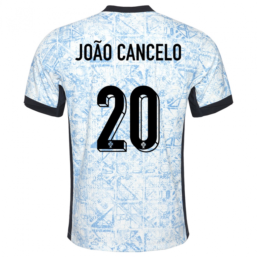 Hombre Camiseta Portugal Joao Cancelo #20 Crema Azul 2ª Equipación 24-26 La Camisa Perú