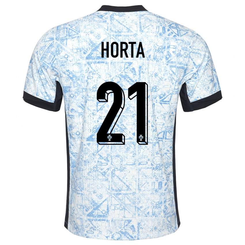 Hombre Camiseta Portugal Ricardo Horta #21 Crema Azul 2ª Equipación 24-26 La Camisa Perú