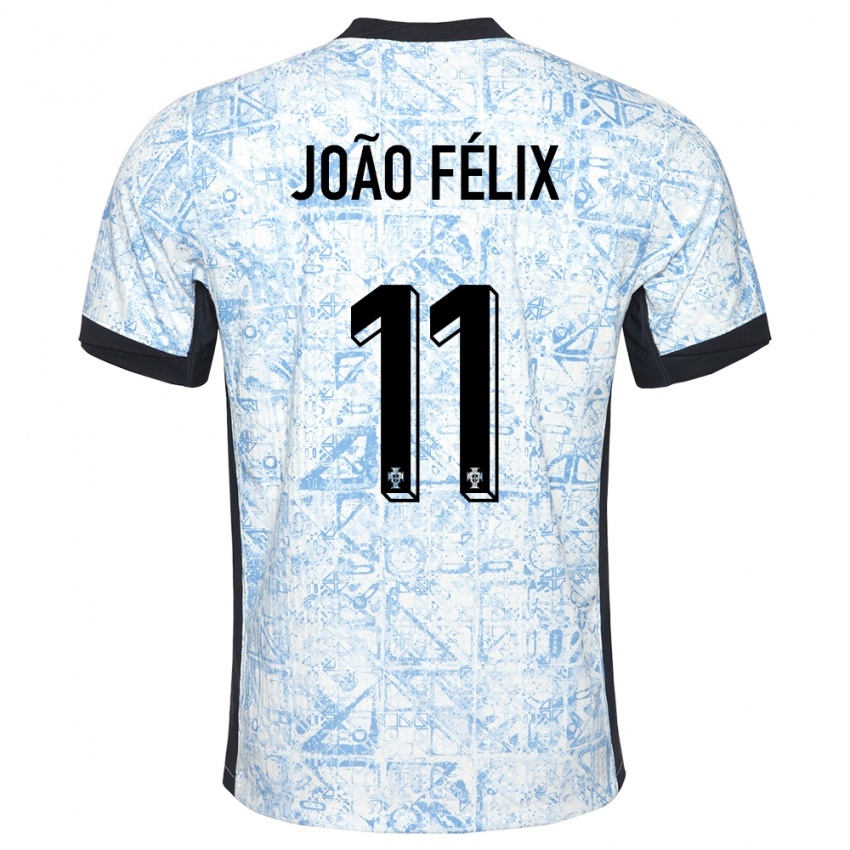 Hombre Camiseta Portugal Joao Felix #11 Crema Azul 2ª Equipación 24-26 La Camisa Perú