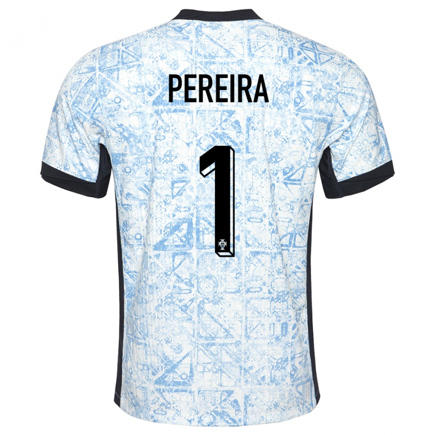 Hombre Camiseta Portugal Ines Pereira #1 Crema Azul 2ª Equipación 24-26 La Camisa Perú