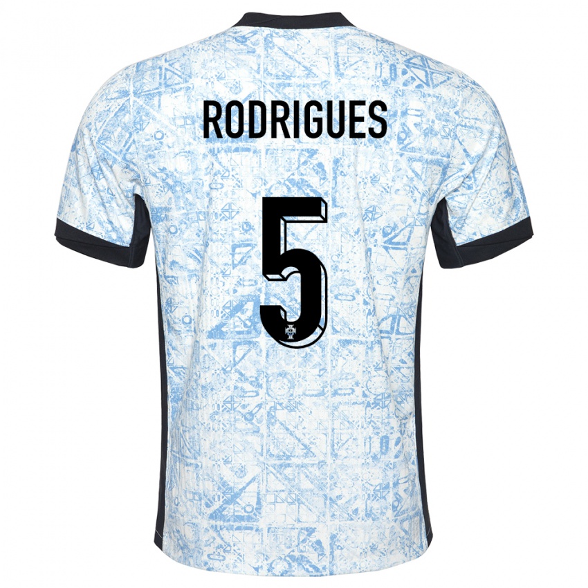 Hombre Camiseta Portugal Rafael Rodrigues #5 Crema Azul 2ª Equipación 24-26 La Camisa Perú