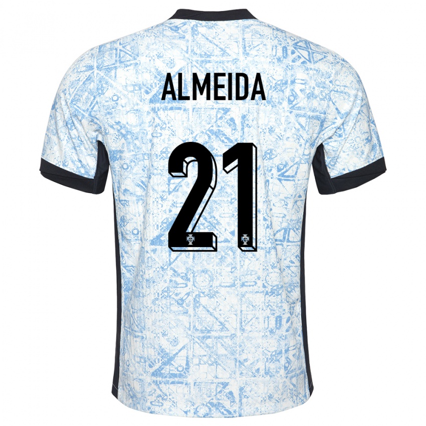 Hombre Camiseta Portugal Andre Almeida #21 Crema Azul 2ª Equipación 24-26 La Camisa Perú