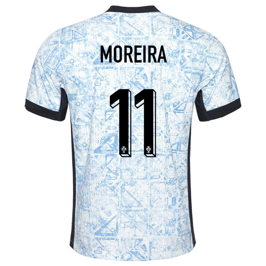 Hombre Camiseta Portugal Diego Moreira #11 Crema Azul 2ª Equipación 24-26 La Camisa Perú