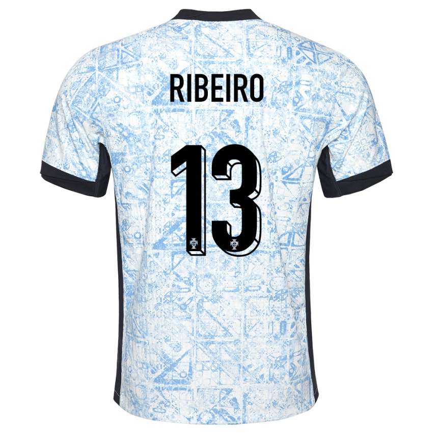 Hombre Camiseta Portugal Antonio Ribeiro #13 Crema Azul 2ª Equipación 24-26 La Camisa Perú