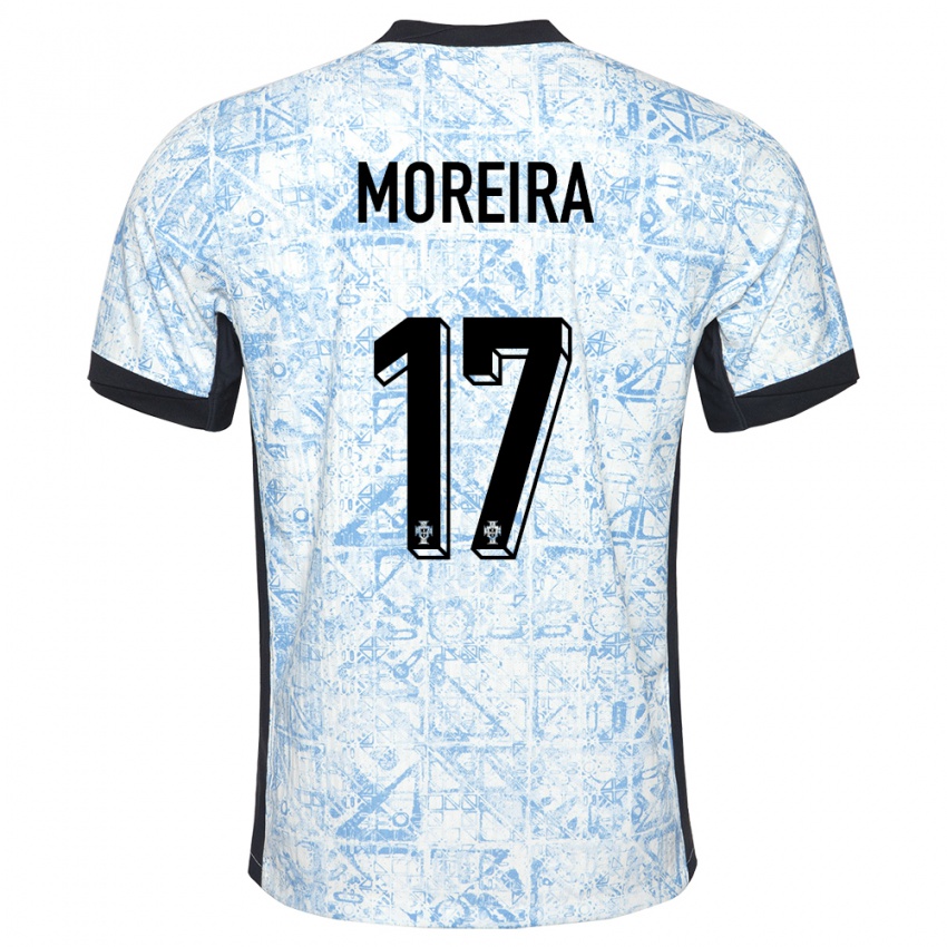 Hombre Camiseta Portugal Afonso Moreira #17 Crema Azul 2ª Equipación 24-26 La Camisa Perú