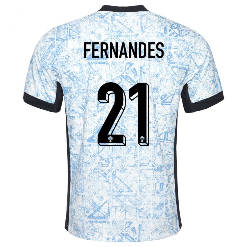 Hombre Camiseta Portugal Mateus Fernandes #21 Crema Azul 2ª Equipación 24-26 La Camisa Perú