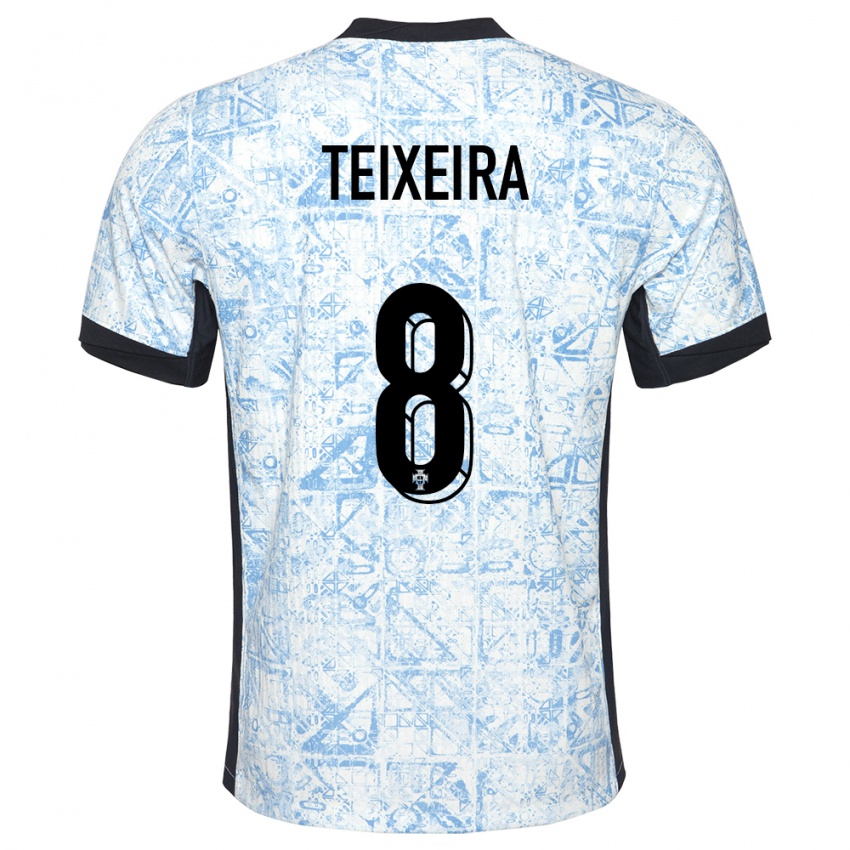 Hombre Camiseta Portugal Joao Teixeira #8 Crema Azul 2ª Equipación 24-26 La Camisa Perú