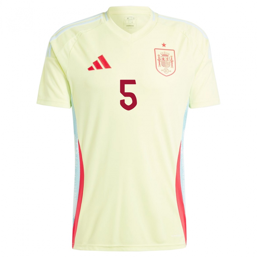 Hombre Camiseta España Sergio Busquets #5 Amarillo 2ª Equipación 24-26 La Camisa Perú