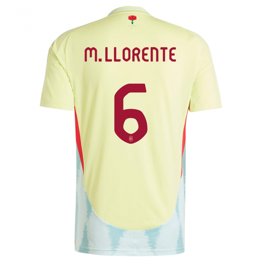 Hombre Camiseta España Marcos Llorente #6 Amarillo 2ª Equipación 24-26 La Camisa Perú