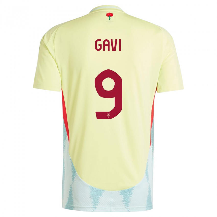 Hombre Camiseta España Gavi #9 Amarillo 2ª Equipación 24-26 La Camisa Perú