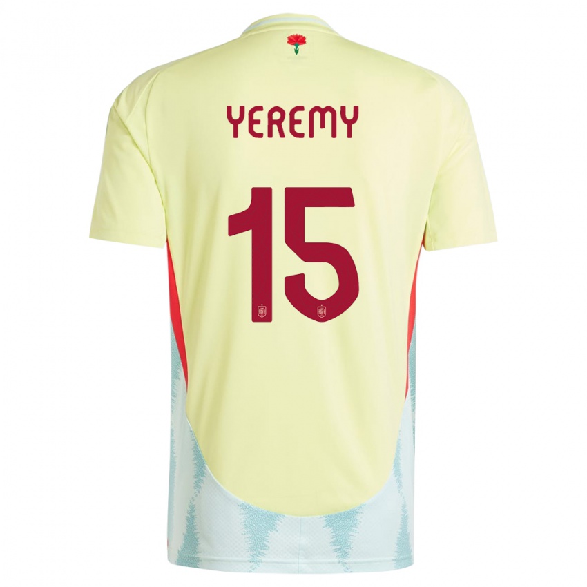 Hombre Camiseta España Yeremy Pino #15 Amarillo 2ª Equipación 24-26 La Camisa Perú