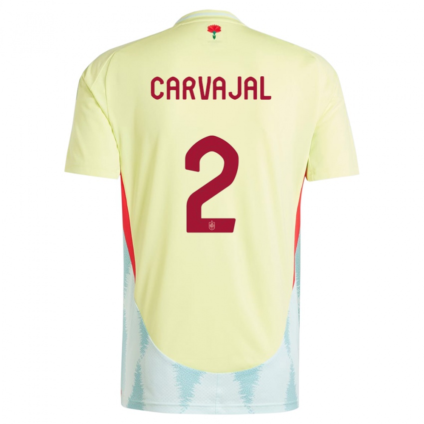 Hombre Camiseta España Daniel Carvajal #2 Amarillo 2ª Equipación 24-26 La Camisa Perú