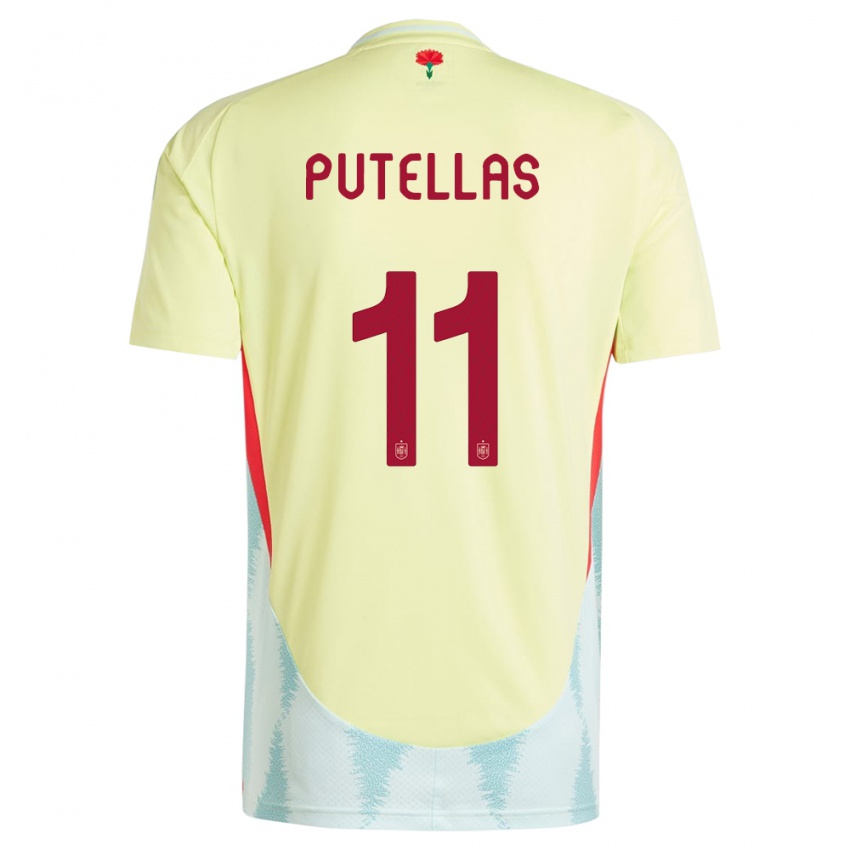 Hombre Camiseta España Alexia Putellas #11 Amarillo 2ª Equipación 24-26 La Camisa Perú