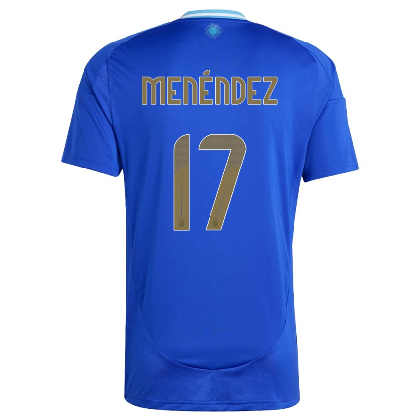 Hombre Camiseta Argentina Milagros Menendez #17 Azul 2ª Equipación 24-26 La Camisa Perú