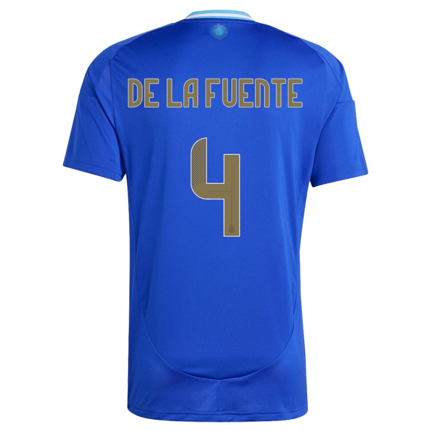 Hombre Camiseta Argentina Hernan De La Fuente #4 Azul 2ª Equipación 24-26 La Camisa Perú