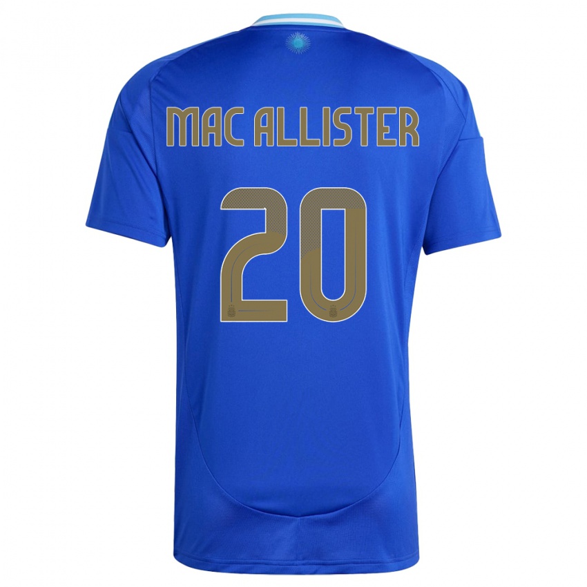 Hombre Camiseta Argentina Alexis Mac Allister #20 Azul 2ª Equipación 24-26 La Camisa Perú