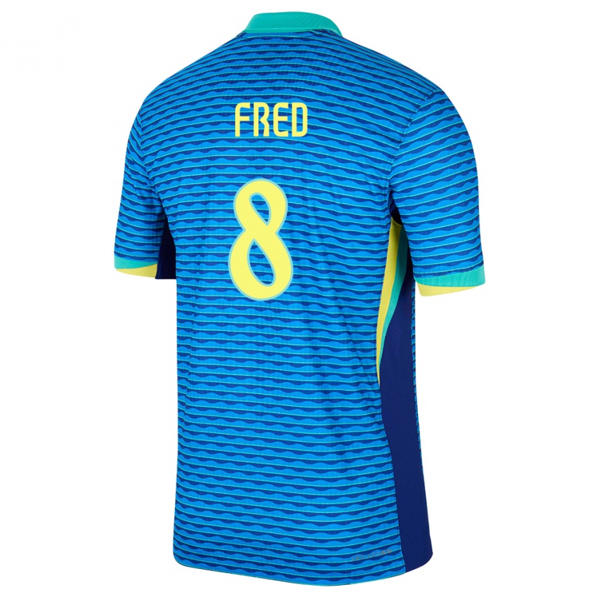 Hombre Camiseta Brasil Fred #8 Azul 2ª Equipación 24-26 La Camisa Perú