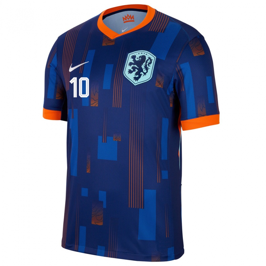 Hombre Camiseta Países Bajos Memphis Depay #10 Azul 2ª Equipación 24-26 La Camisa Perú