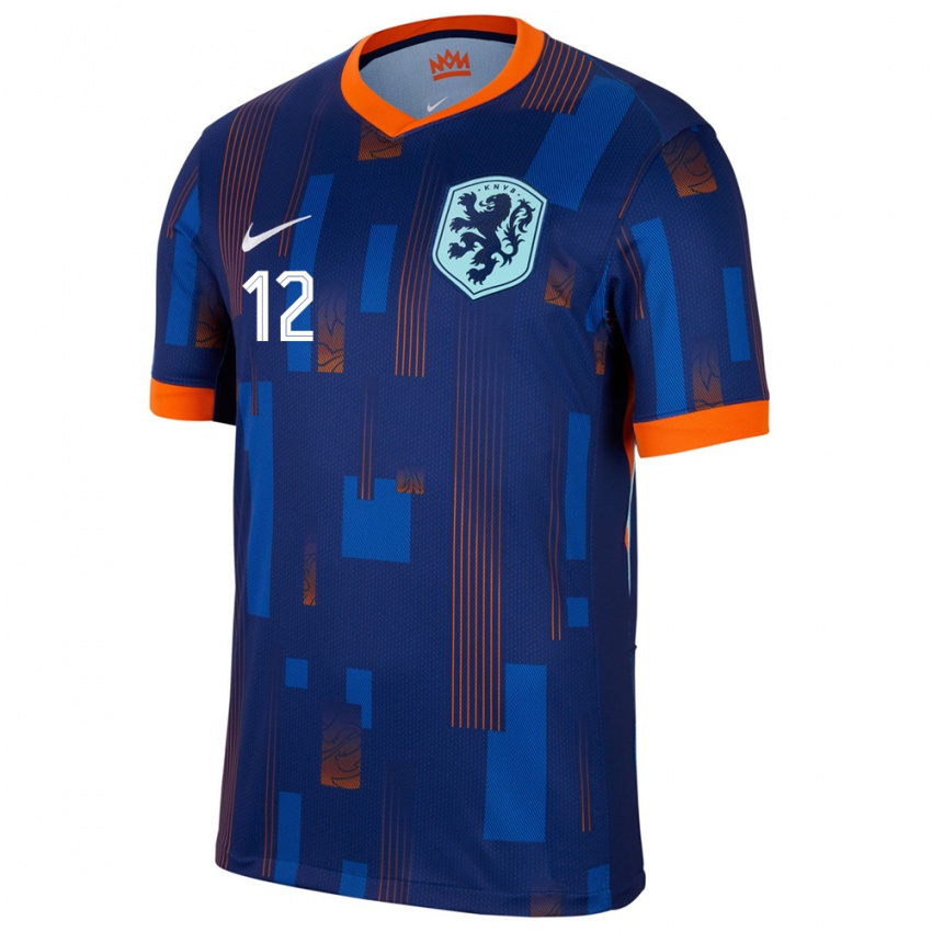 Hombre Camiseta Países Bajos Fenna Kalma #12 Azul 2ª Equipación 24-26 La Camisa Perú