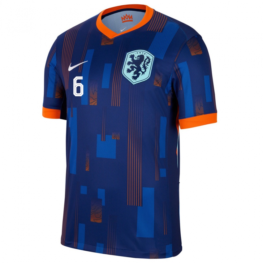 Hombre Camiseta Países Bajos Timo Zaal #6 Azul 2ª Equipación 24-26 La Camisa Perú