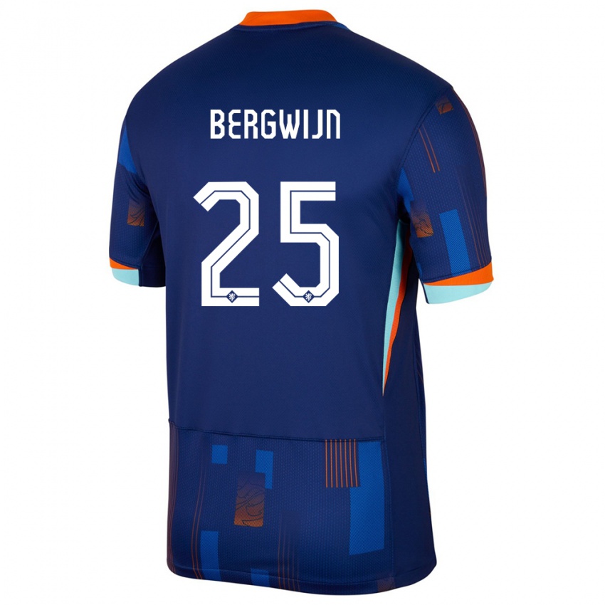 Hombre Camiseta Países Bajos Steven Bergwijn #25 Azul 2ª Equipación 24-26 La Camisa Perú