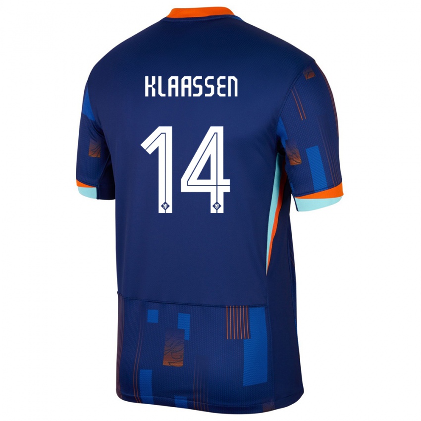 Hombre Camiseta Países Bajos Davy Klaassen #14 Azul 2ª Equipación 24-26 La Camisa Perú