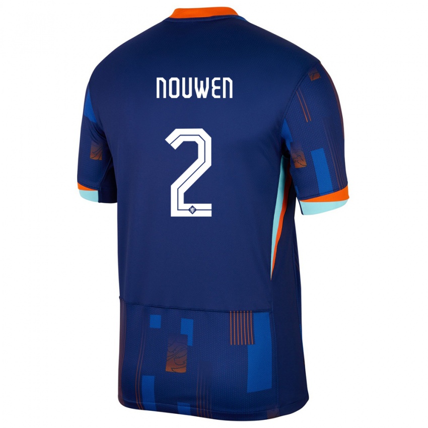 Hombre Camiseta Países Bajos Aniek Nouwen #2 Azul 2ª Equipación 24-26 La Camisa Perú