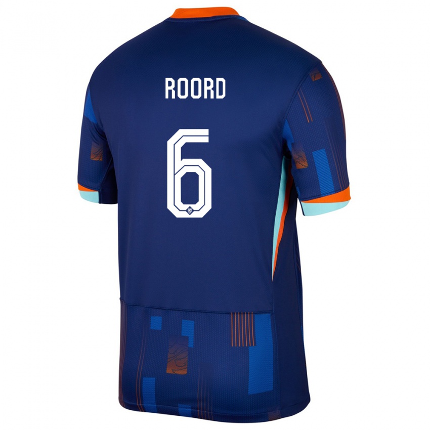 Hombre Camiseta Países Bajos Jill Roord #6 Azul 2ª Equipación 24-26 La Camisa Perú