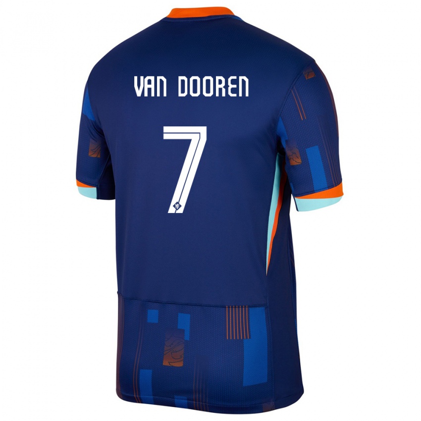 Hombre Camiseta Países Bajos Kayleigh Van Dooren #7 Azul 2ª Equipación 24-26 La Camisa Perú