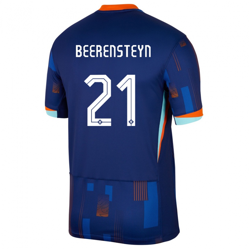 Hombre Camiseta Países Bajos Lineth Beerensteyn #21 Azul 2ª Equipación 24-26 La Camisa Perú