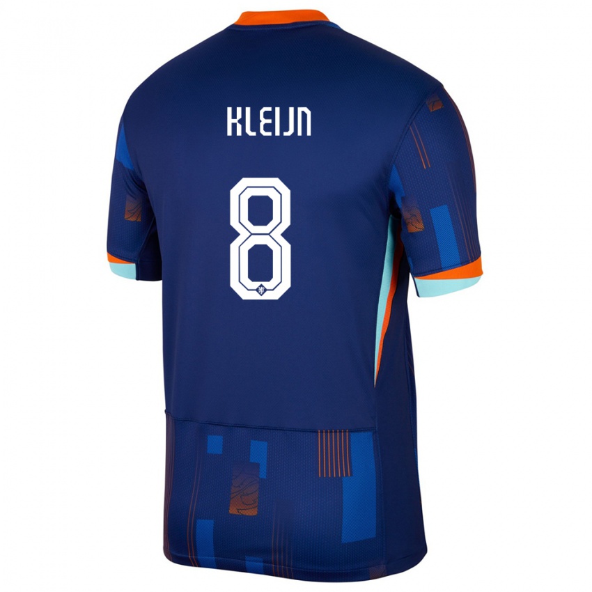 Hombre Camiseta Países Bajos Mike Kleijn #8 Azul 2ª Equipación 24-26 La Camisa Perú