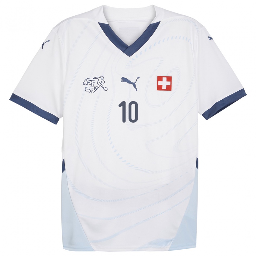 Hombre Camiseta Suiza Mile Vukelic #10 Blanco 2ª Equipación 24-26 La Camisa Perú