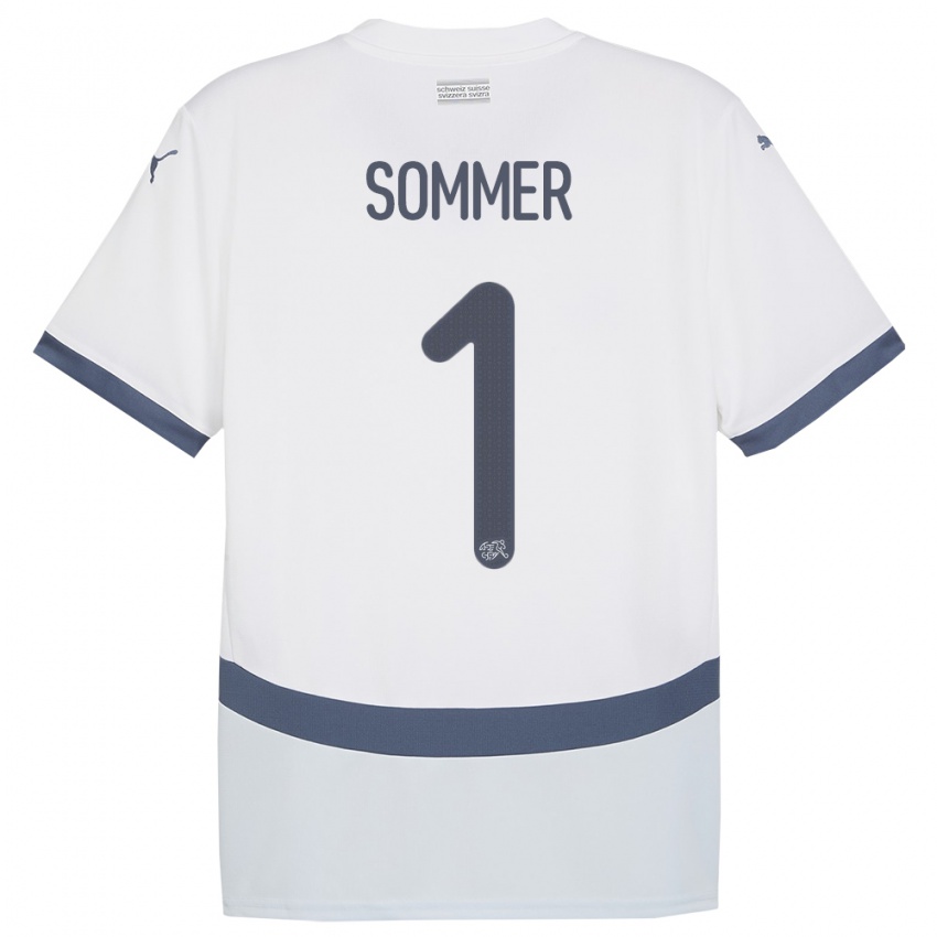 Hombre Camiseta Suiza Yann Sommer #1 Blanco 2ª Equipación 24-26 La Camisa Perú