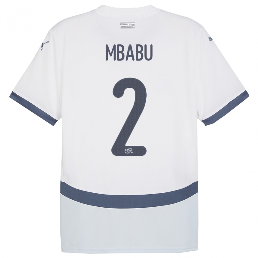 Hombre Camiseta Suiza Kevin Mbabu #2 Blanco 2ª Equipación 24-26 La Camisa Perú